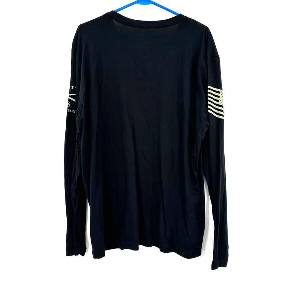 Grunt‎ Style Size XL Long Sleeve Crew Neck Black Eagle American Flag Print Shirt - Picture 2 of 3